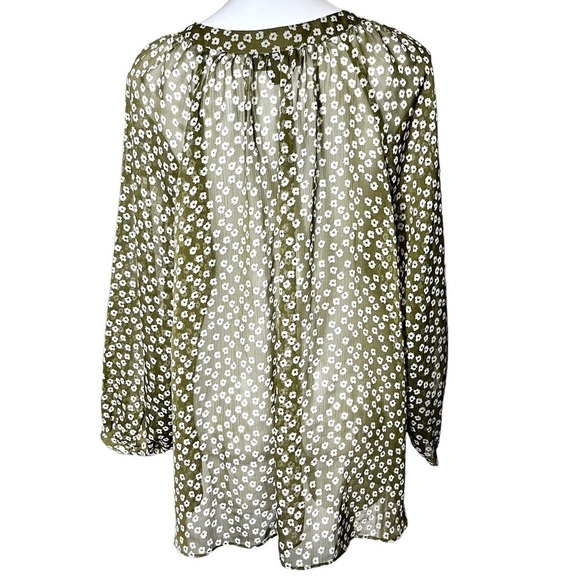 Lane Bryant Sheer Floral Peasant Blouse Size 18/20 Green/White - Picture 3 of 4